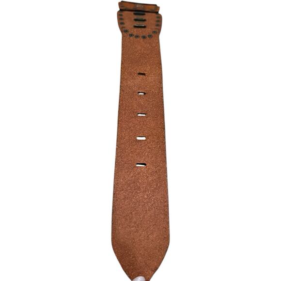FOSSIL Brown Genuine Leather Boho Belt Cutouts Bronze Metal Studs Size M Women’s main image 11